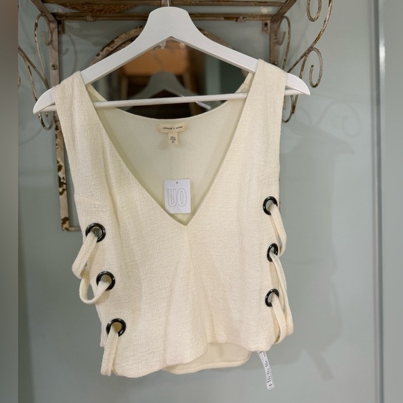 Silence & Noise, Cream, Lace Up Side Top, Sexy, Fun, Versatile, Medium - Picture 3 of 8